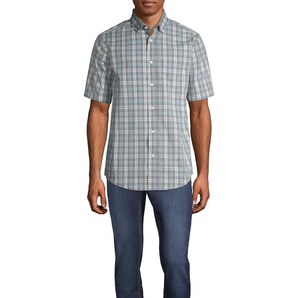 🆕George Men’s Plaid Poplin Short Sleeve Shirt - Picture 3 of 6